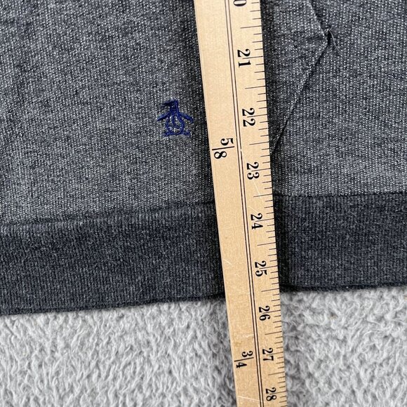 Original Penguin Hoodie Mens Large Grey Pullover w/ Drawstring - Picture 4 of 5